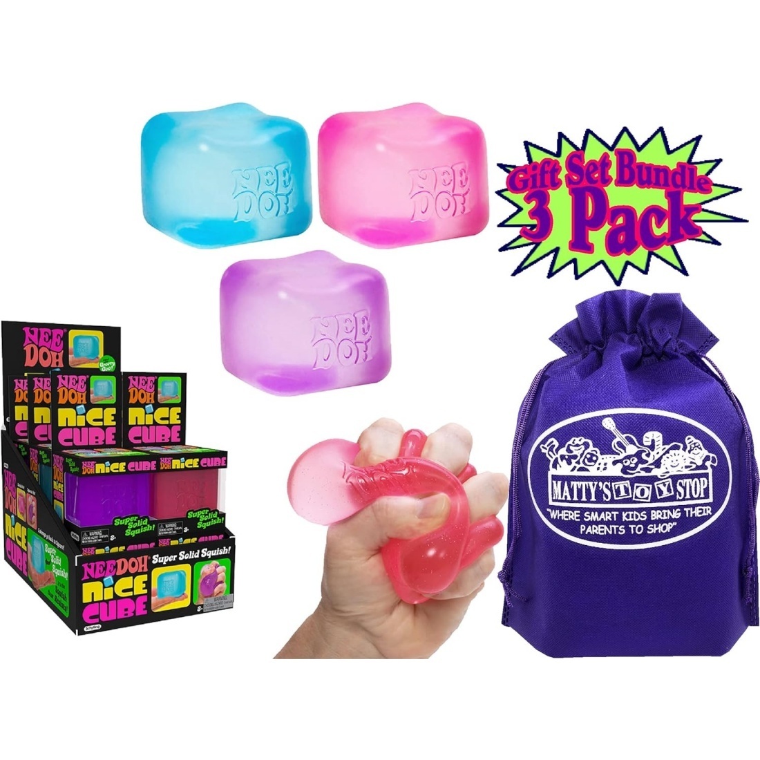 Nice Cube Translucent NeeDoh ?C 3 Pack (Purple/Pink/Blue) - Image 3